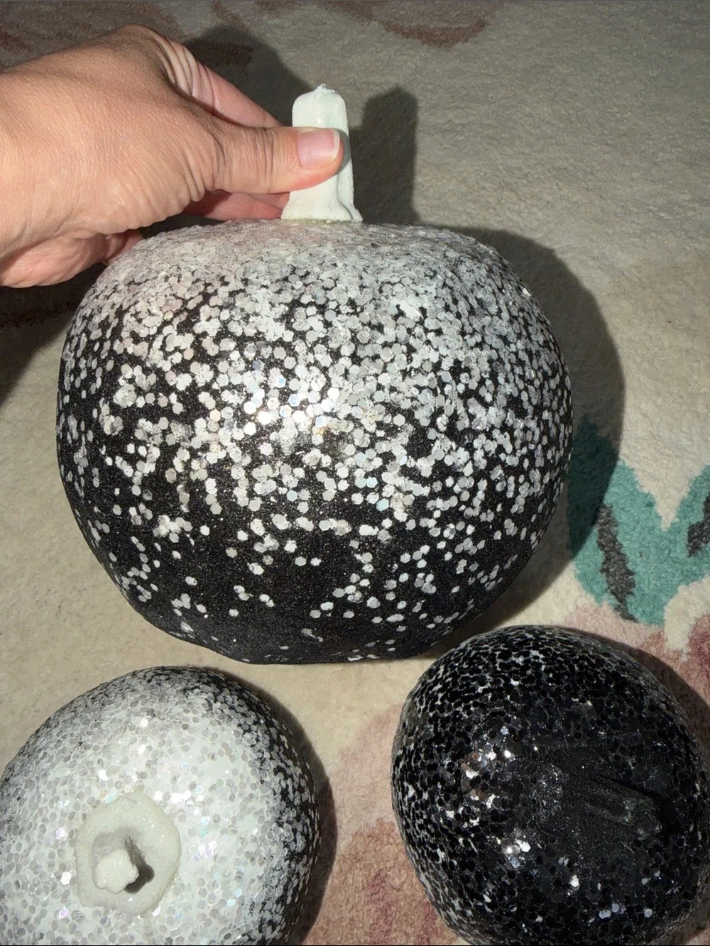 Target Black and White Sequin Decorative Styrofoam Pumpkins - Set of 3